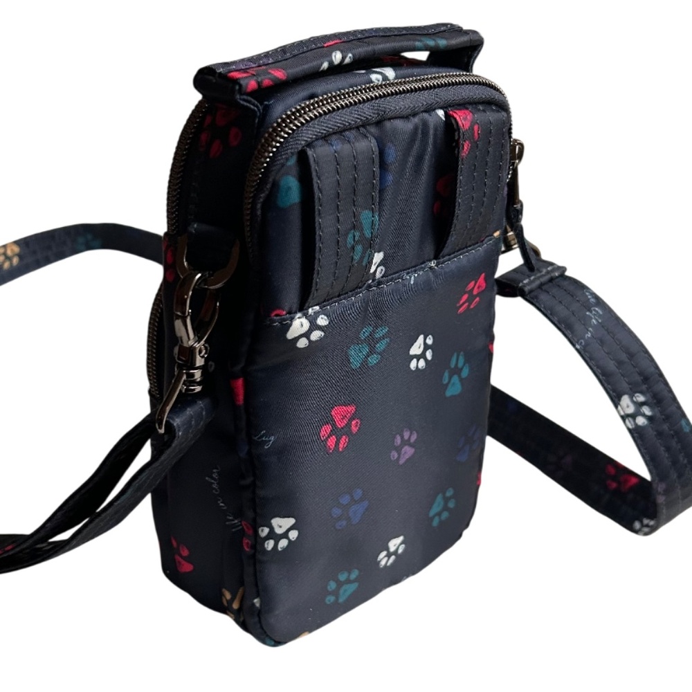 Lug Skeeter Mini Convertible RFID Crossbody Bag Paws Navy Print - Picture 13 of 15